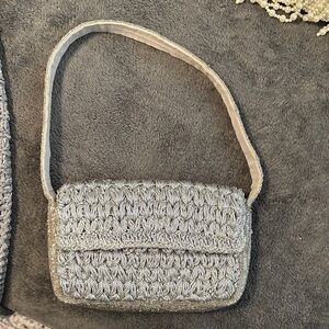 Anthropologie Silver Woven Shoulder Bag